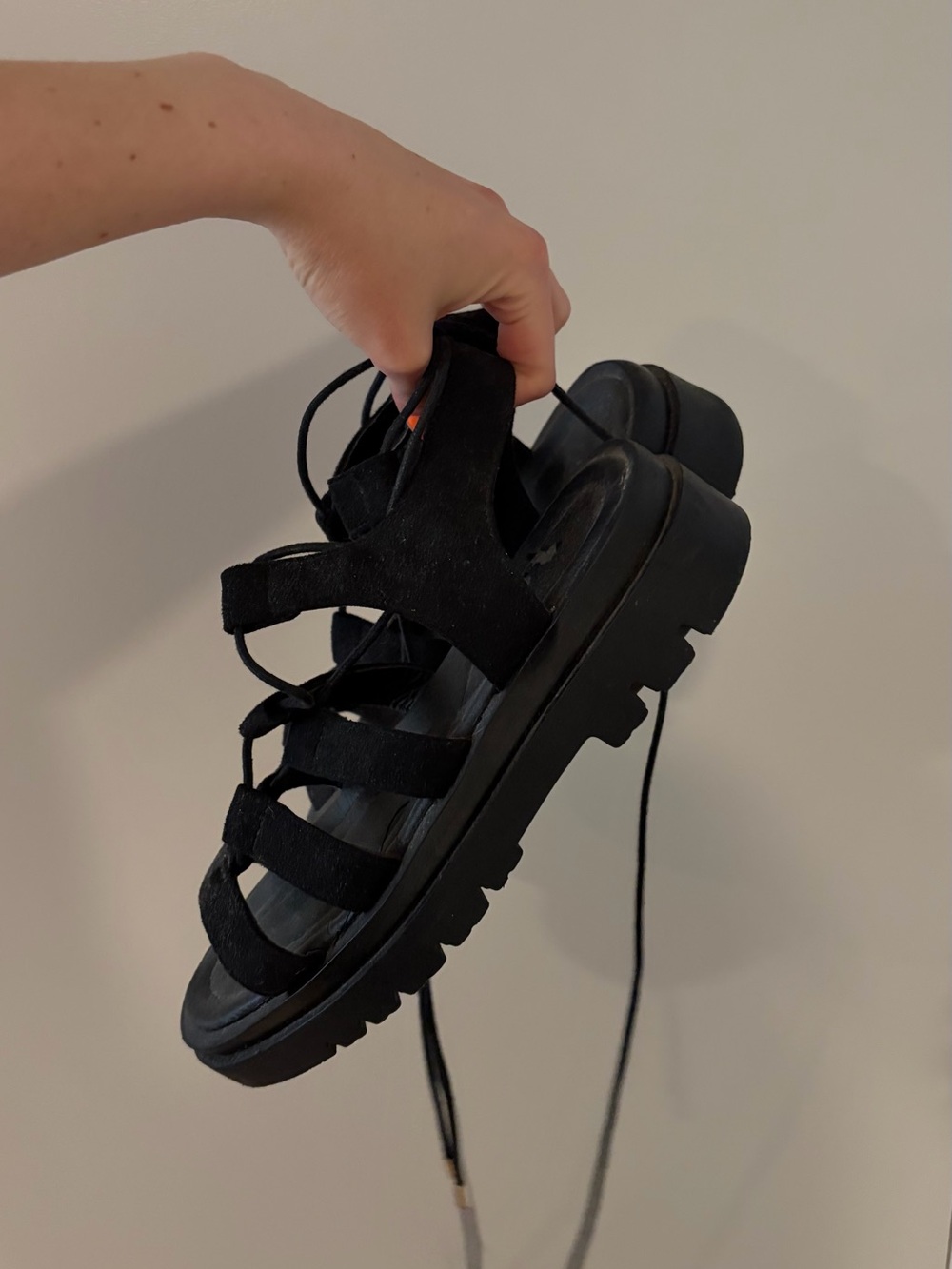 ASOS Black Lace-Up Chunky Platform Sandals